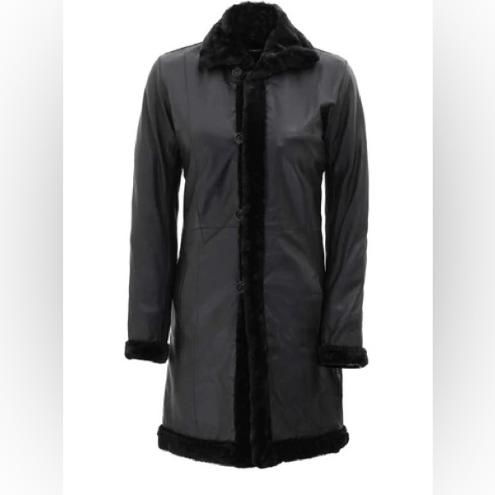 Real leather lamb skin coat new luxury - Picture 3 of 4